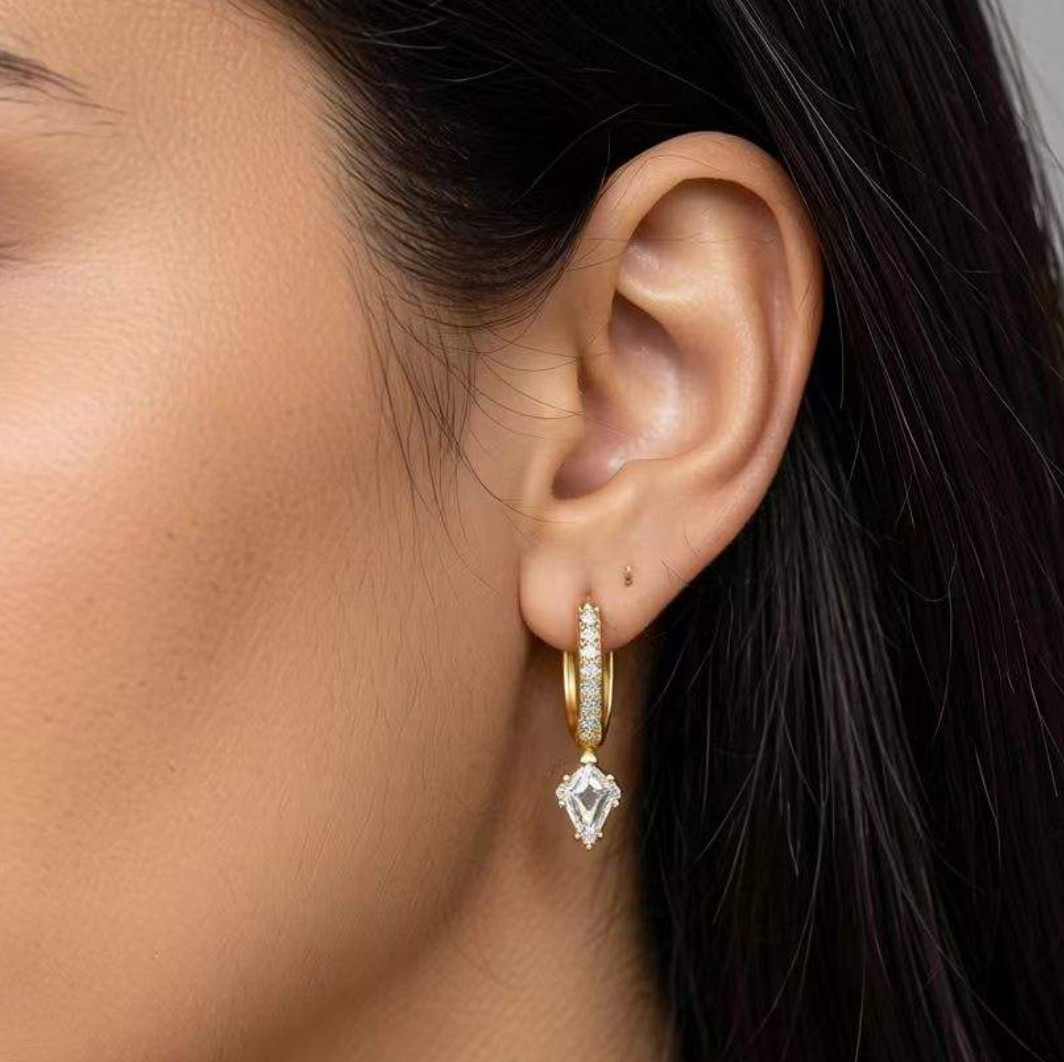 The Elysian Kite Crystal Drop Hoops
