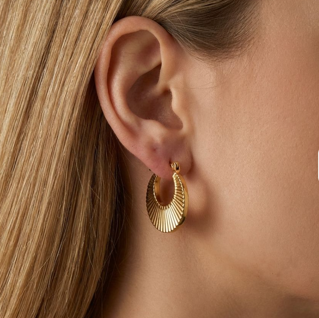 The Soleil Pleated Crescent Hoops