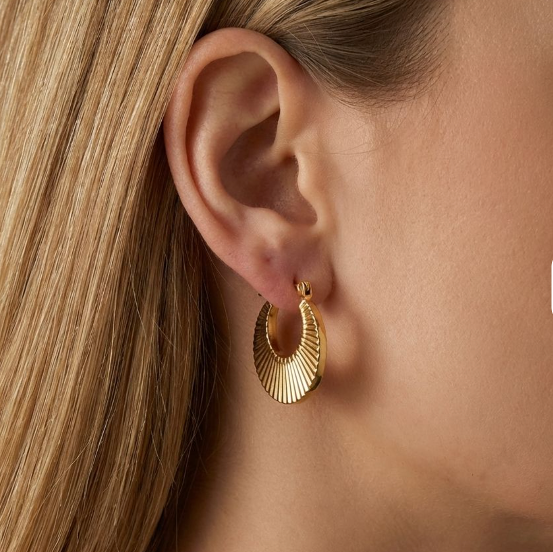 The Soleil Pleated Crescent Hoops